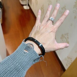 Hermes Black Leather Bracelet for Men